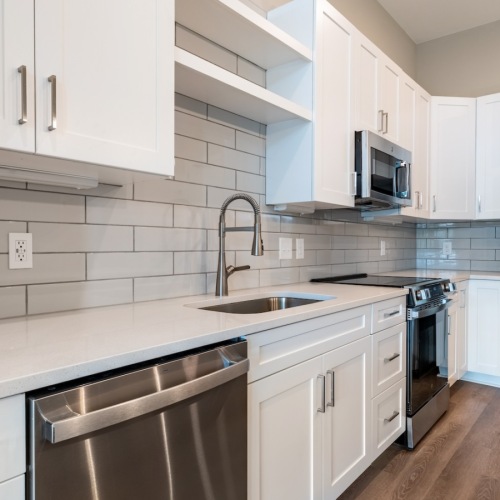 kitchen with white cabinets and stainless steel appliances