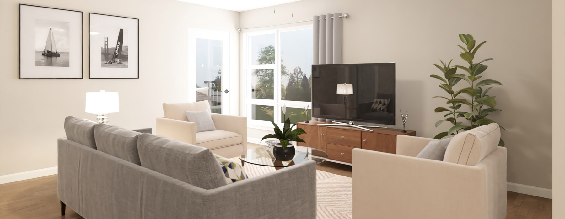 living room with couch and tv