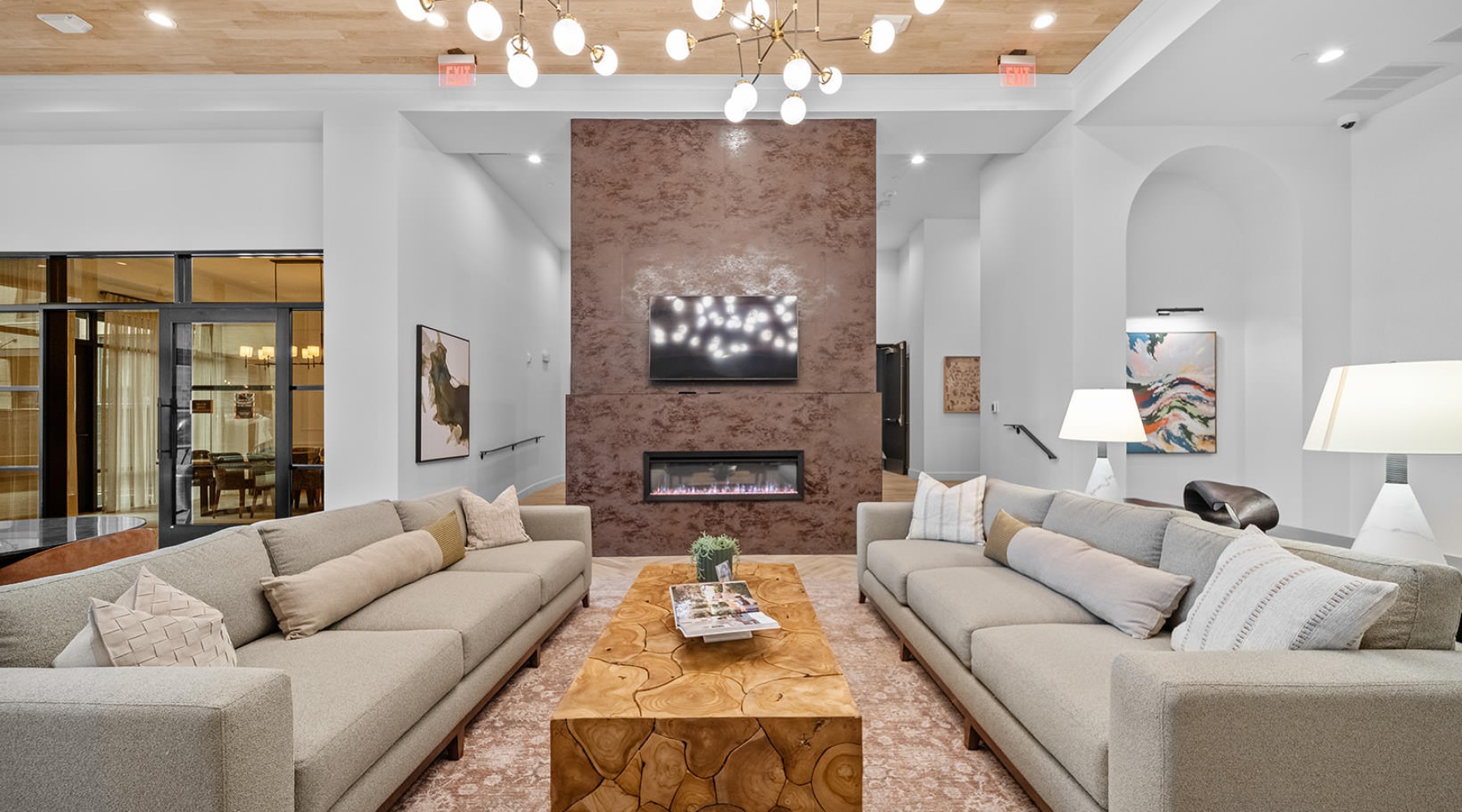 fireside seating in clubhouse