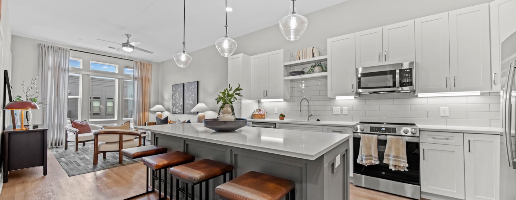 Well-lit kitchen with ample counter space