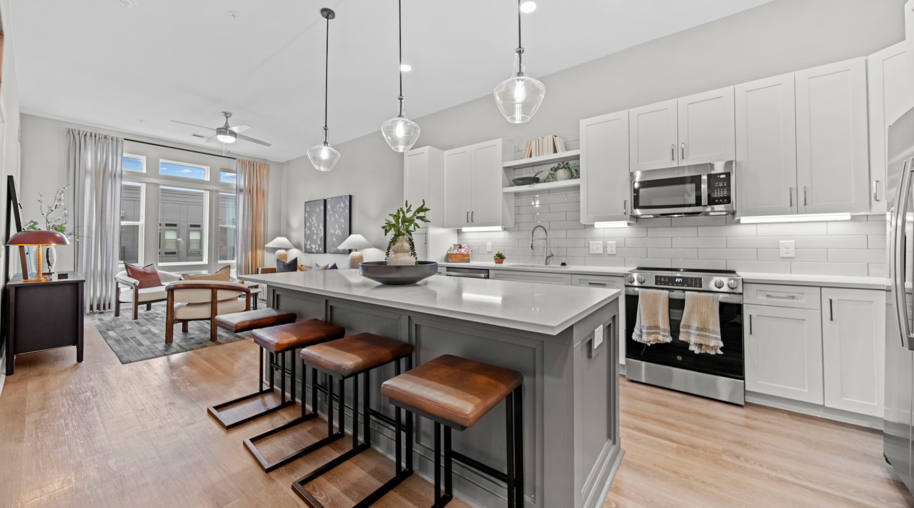 Well-lit kitchen with ample counter space