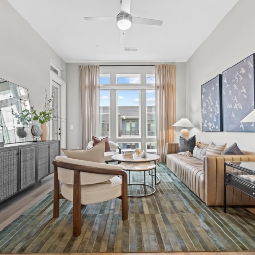 Open space living area with natural lighting